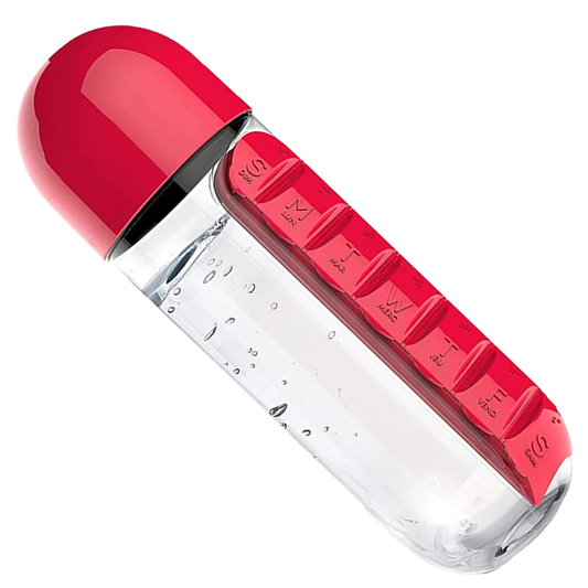 Asobu In Style Pill Organizer Bottle, Red